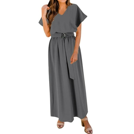 Sayhi Women Fashion Elegant V Neck Solid Color Swing Dress Loose Belt Waist Plus Size Dress Womens Maternity Dresses
Sayhi Women Fashion Elegant V Neck Solid Color Swing Dress Loose Belt Waist Plus Size Dress Womens Maternity Dresses
