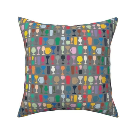 New Year Glasses Alcohol Drinks Throw Pillow Cover w Optional Insert by Roostery