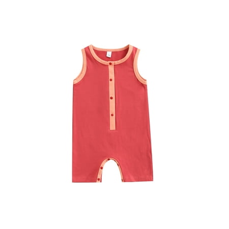 Suanret Newborn Infant Baby Boys Summer Jumpsuit Sleeveless Round Neck Contrast Color Snap Closure Romper Bodysuit Red 3-6 Months
Suanret Newborn Infant Baby Boys Summer Jumpsuit Sleeveless Round Neck Contrast Color Snap Closure Romper Bodysuit Red 3-6 Months