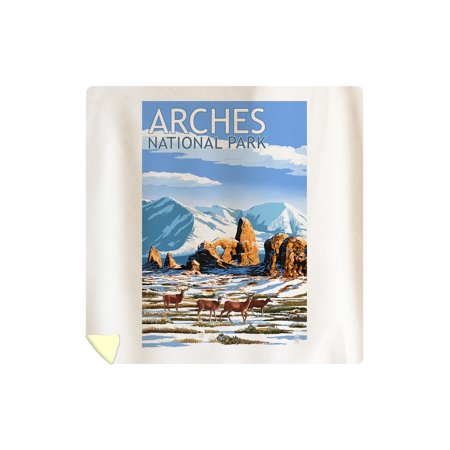 Arches National Park, Utah - Turret Arch in Winter - Lantern Press Artwork (88x88 Queen Microfiber Duvet Cover)