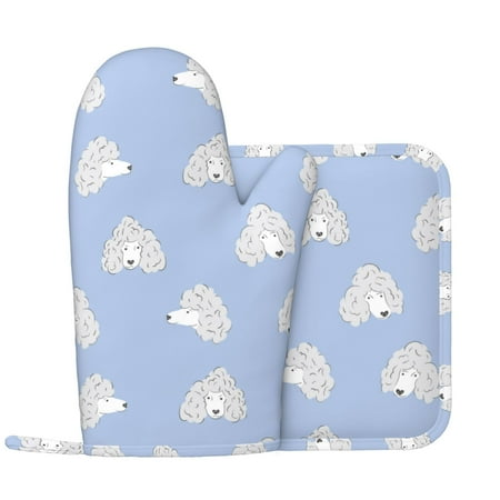 Oven Mitts and Pot Holders Sets - Cute Funny Poodle Dog Blue Heat Resistant Silicone Oven Gloves (Left Glove) with Non-Slip Silicone Surface and hot pads for kitchen Baking Cooking
Oven Mitts and Pot Holders Sets - Cute Funny Poodle Dog Blue Heat Resistant Silicone Oven Gloves (Left Glove) with Non-Slip Silicone Surface and hot pads for kitchen Baking Cooking