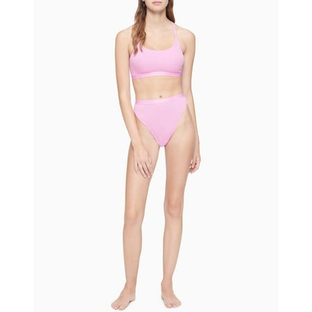 Calvin Klein Womens Unlined Rib Bralette Lilac Rain Small