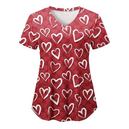 Valentine s Day Print Working Uniform Women Print Short Sleeve V Neck shirts Blouse Tops Pockets Top Scrubs Uniform Nurses
Valentine s Day Print Working Uniform Women Print Short Sleeve V Neck shirts Blouse Tops Pockets Top Scrubs Uniform Nurses