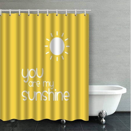 ARTJIA You Are My Sunshine Yellow Inspirational Quotes Bathroom Shower Curtain 60x72 inches