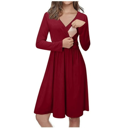 Tangnade Plus Size Maternity Dress Fashion Womens Maternity Casual Long Sleeve Solid Color Nursing Dress For Breastfeeding With Pocket
Tangnade Plus Size Maternity Dress Fashion Womens Maternity Casual Long Sleeve Solid Color Nursing Dress For Breastfeeding With Pocket