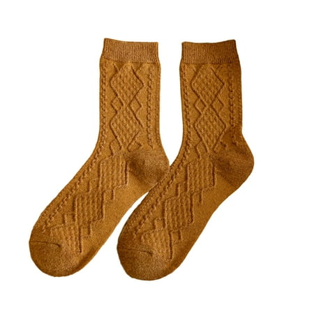 Zhiyuan 1 Pair Women Socks Thick High Elasticity Rhombus Texture Middle Tube Breathable Keep Warm Solid Color Autumn Winter Ladies Thermal Long Socks for Daily Wear 
Zhiyuan 1 Pair Women Socks Thick High Elasticity Rhombus Texture Middle Tube Breathable Keep Warm Solid Color Autumn Winter Ladies Thermal Long Socks for Daily Wear