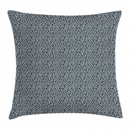 Spring Throw Pillow Cushion Cover, Flourishing Nature Branches Full of Flowers on Dark Blue Background, Decorative Square Accent Pillow Case, 24 X 24 Inches, Dark Blue Coral Yellow, by Ambesonne