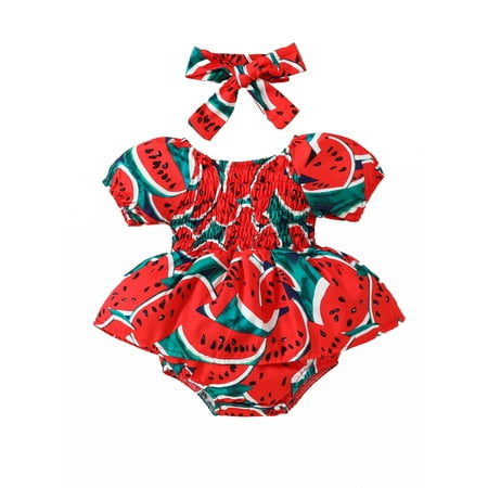 Co.MMehjri Baby Girl 2 Piece Outfits Watermelon Print Short Sleeve Romper Dress with Cute Headband Set Summer Clothes
Co.MMehjri Baby Girl 2 Piece Outfits Watermelon Print Short Sleeve Romper Dress with Cute Headband Set Summer Clothes