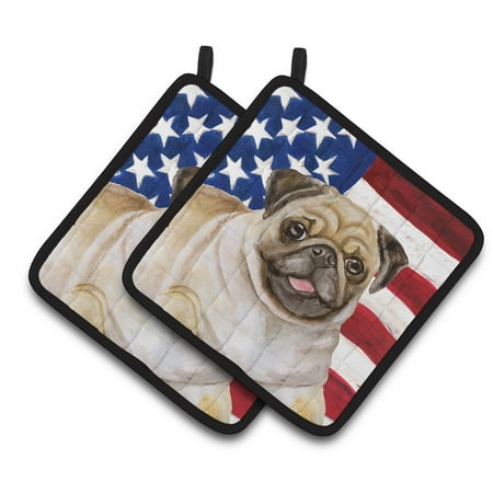 Caroline s Treasures Fawn Pug Patriotic Pair of Pot Holders