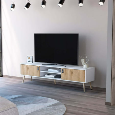 FM FURNITURE Kimball TV Rack Spacious Storage with 2 Hinged Drawers and Open Shelves
FM FURNITURE Kimball TV Rack Spacious Storage with 2 Hinged Drawers and Open Shelves