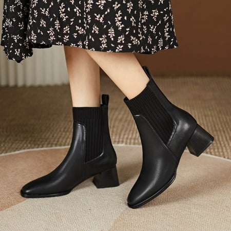 ERTUTUYI Fashion Autumn And Winter Women Ankle Boots Heel Middle Heel Solid Color Elastic Mouth Slip On Comfortable Black 37
ERTUTUYI Fashion Autumn And Winter Women Ankle Boots Heel Middle Heel Solid Color Elastic Mouth Slip On Comfortable Black 37