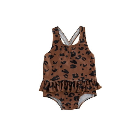 Suanret Infant Baby Girls Swimsuit Leopard/Stripe Print U-shaped Neck Cross Strap Ruffle Swimwear Brown 12-18 Months
Suanret Infant Baby Girls Swimsuit Leopard/Stripe Print U-shaped Neck Cross Strap Ruffle Swimwear Brown 12-18 Months