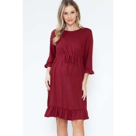 Women s Maternity Babydoll Dress with Ruffle Sleeves