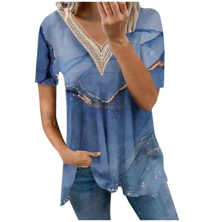 Women s Fashion Short Sleeve Retro V Neck Printed Loose Tops Blouse Sleeve Lace Corset Tops for Women Blue XL
Women s Fashion Short Sleeve Retro V Neck Printed Loose Tops Blouse Sleeve Lace Corset Tops for Women Blue XL
