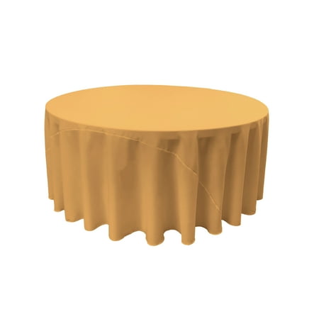 LA Linen Polyester Poplin Tablecloth 132-Inches Round Gold