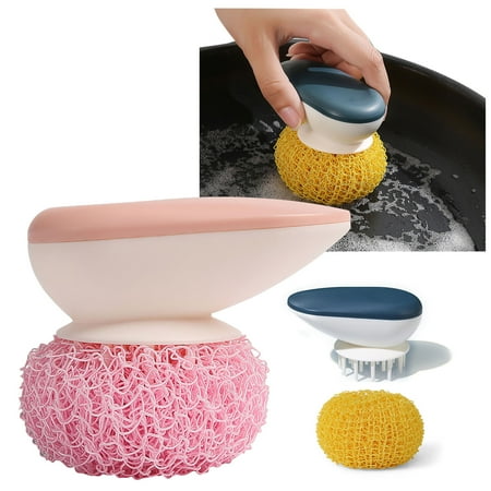 PhoneSoap Detachable Nylon Cleaning Brush Ball Kitchen Nano-Cleaning Ball Pot Brush Pink
