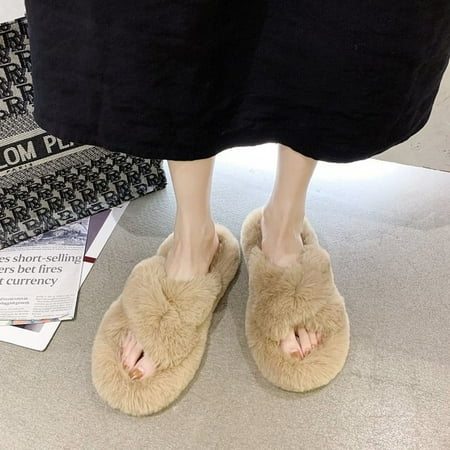 CoCopeaunt Winter House Women Fur Slippers Fashion Cross Band Warm Plush Ladies Fluffy Shoes Cozy Open Toe Indoor Fuzzy Slides For Girls
CoCopeaunt Winter House Women Fur Slippers Fashion Cross Band Warm Plush Ladies Fluffy Shoes Cozy Open Toe Indoor Fuzzy Slides For Girls