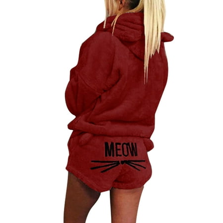 Voguele Women Sleepwear Hooded Pajamas Sets Pocket Nightwear Fleece Lined Lounge Set Two Pieces Outfits Wine Red S
Voguele Women Sleepwear Hooded Pajamas Sets Pocket Nightwear Fleece Lined Lounge Set Two Pieces Outfits Wine Red S