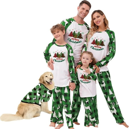 wybzd Merry Christmas Family Pajamas Matching Set Xmas Tree Print Raglan Long Sleeve Tops and Plaid Pants Sleepwear Nightwear
wybzd Merry Christmas Family Pajamas Matching Set Xmas Tree Print Raglan Long Sleeve Tops and Plaid Pants Sleepwear Nightwear