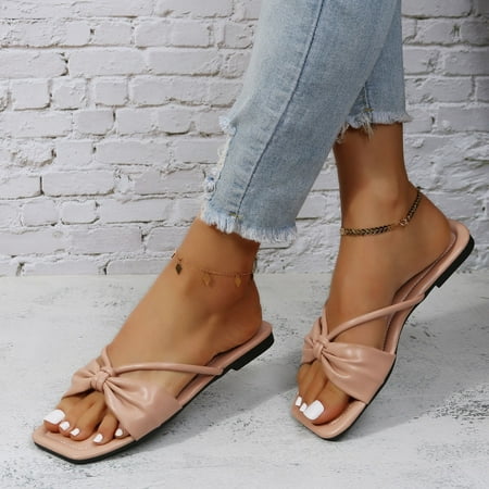 Leisure Roman Style Bow Tie Women s Solid Color Summer Non Slip Slip On Flat Beach Open Toe Breathable Sandals Shoes Slippers artificial leather Dress Sandals for Women Beige
Leisure Roman Style Bow Tie Women s Solid Color Summer Non Slip Slip On Flat Beach Open Toe Breathable Sandals Shoes Slippers artificial leather Dress Sandals for Women Beige