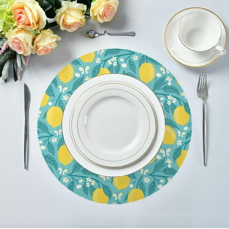 Hidove Lemon Flower Round Placemats for Dining Table Non Slip Heat-Resistant Polyester Table Mats 4pcs Washable Table Mats for Kitchen Dining Table Decoration
Hidove Lemon Flower Round Placemats for Dining Table Non Slip Heat-Resistant Polyester Table Mats 4pcs Washable Table Mats for Kitchen Dining Table Decoration