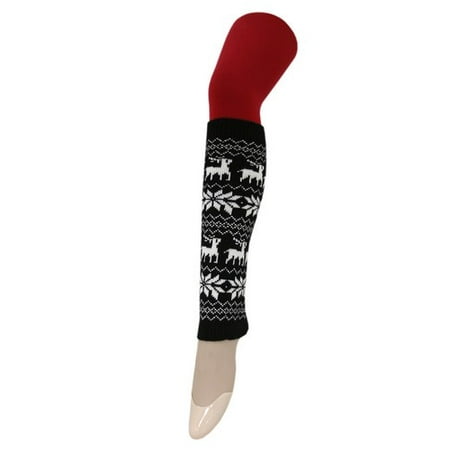 Alpine Print Cable Knit LegWarmer - Scandinavian Leg Warmer (Black and White)