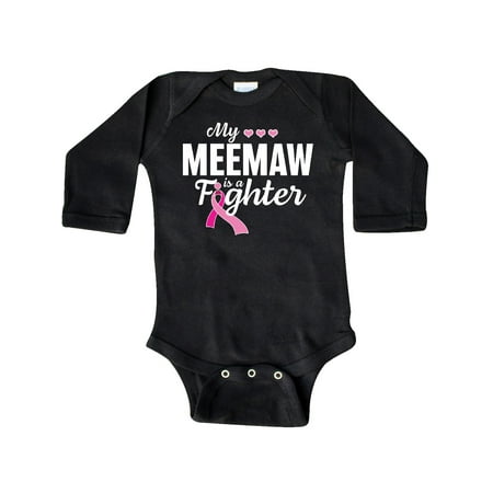 Inktastic Breast Cancer Awareness My Meemaw is a Fighter Gift Baby Boy or Baby Girl Long Sleeve Bodysuit