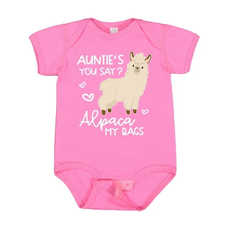 Inktastic Auntie s You Say Alpaca My Bags Gift Baby Boy or Baby Girl Bodysuit
Inktastic Auntie s You Say Alpaca My Bags Gift Baby Boy or Baby Girl Bodysuit