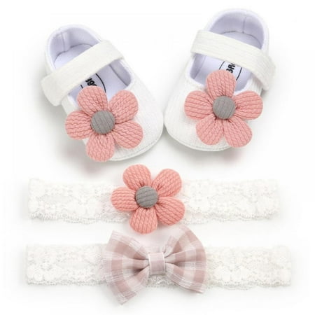 SUPERHOMUSE Baby First Walkers Newborn Boy Girl Soft Sole Crib Shoes Flower Cotton Prewalker Shoes +2Pcs Headband Set 0-18 Months
SUPERHOMUSE Baby First Walkers Newborn Boy Girl Soft Sole Crib Shoes Flower Cotton Prewalker Shoes +2Pcs Headband Set 0-18 Months