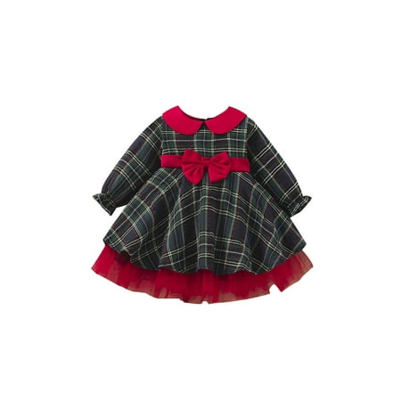 Huakaishijie Little Baby Girls Christmas A-line Dress Long Sleeve Plaid Dress with Belt
Huakaishijie Little Baby Girls Christmas A-line Dress Long Sleeve Plaid Dress with Belt