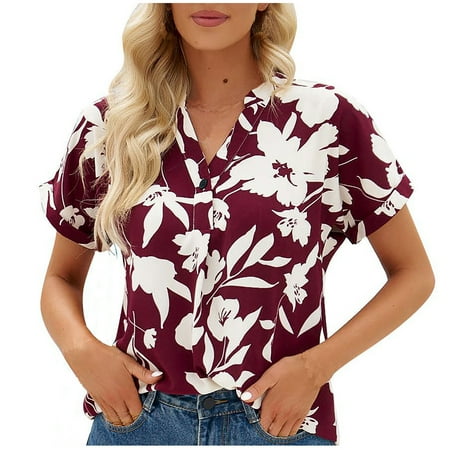 kakina CMSX Business Casual Tops for Women Fashion V-neck Print Casual Loose Short Sleeve Top Short Sleeve V-neck Top/Shirt Summer Tops Plus Size Wine S
kakina CMSX Business Casual Tops for Women Fashion V-neck Print Casual Loose Short Sleeve Top Short Sleeve V-neck Top/Shirt Summer Tops Plus Size Wine S