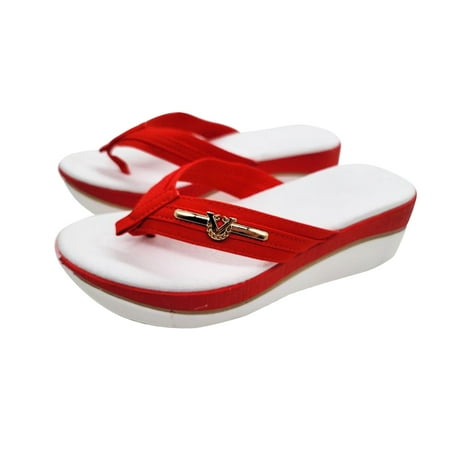Là Vestmon Women Wedge Flip Flops High Heel Platform Thick Sole Slippers
