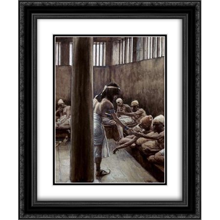Joseph Distributes Bread In Prison 2x Matted 20x24 Black Ornate Framed Art Print by Tissot, James