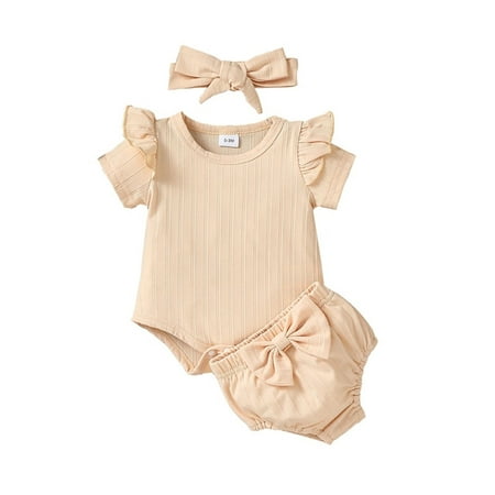 FEORJGP Infant Baby Girls Summer 3PCS Outfits Newborn Short Sleeve Jumpsuit Crew Neck Bodysuit Solid Color Ruffle Romper Bow PP Shorts Headband Sets Toddlers Cute Casual Daily Clothes
FEORJGP Infant Baby Girls Summer 3PCS Outfits Newborn Short Sleeve Jumpsuit Crew Neck Bodysuit Solid Color Ruffle Romper Bow PP Shorts Headband Sets Toddlers Cute Casual Daily Clothes