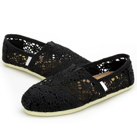 ZTTD Women s Canvas Crochet Slip On Shoes Flat