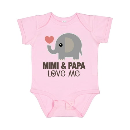 Inktastic Mimi and Papa Love Me Elephant Gift Baby Boy or Baby Girl Bodysuit