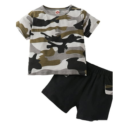 uukiA Infant 3-24 Months Baby Boys Camouflage Short Sleeve T-shirt With Shorts 2PCs Outfits Set
uukiA Infant 3-24 Months Baby Boys Camouflage Short Sleeve T-shirt With Shorts 2PCs Outfits Set
