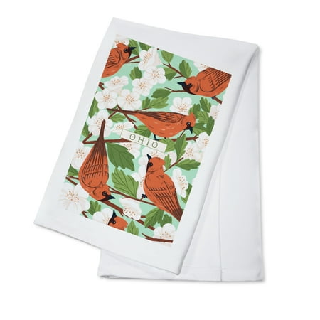 

Ohio Cardinal and Hawthorn Pattern (100% Cotton Tea Towel Decorative Hand Towel Kitchen and Home)