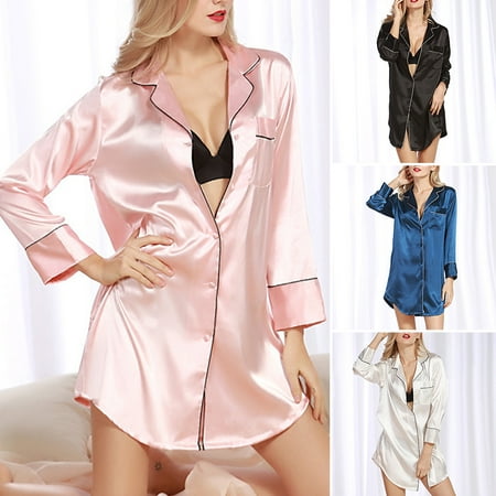 Women s Satin Sleepshirt Long Sleeves Oversize Pajama Tops Button Down Nightgowns Sexy Home Wearing New
Women s Satin Sleepshirt Long Sleeves Oversize Pajama Tops Button Down Nightgowns Sexy Home Wearing New