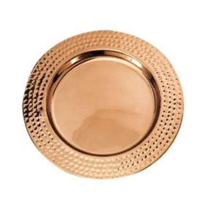 Set-6 13 in. Dia. Decor Copper Hammered Rim Charger Plates