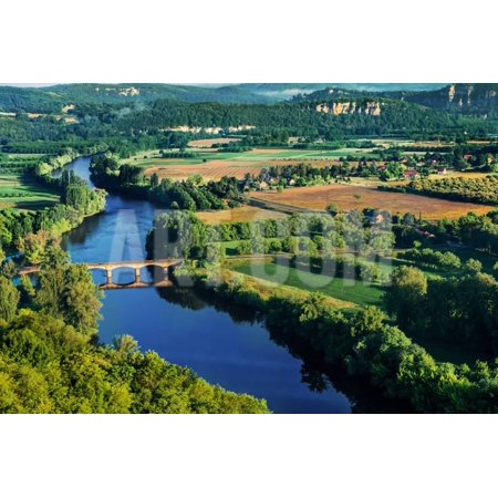 Medieval Bridge over the Dordogne River Perigord France Print Wall Art By OSTILL