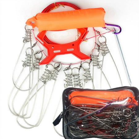 10m Metal Fishing Stringer Kit Live Fish Large Buckle Lock Holder with 10 Snaps