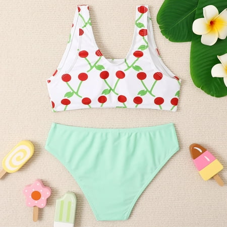 Gubotare Girl s Swimsuit Sport Fruit High Waist Bikini Set Bathing Suit Summer Beach Rash Guard Swimwear For Bikini Girls Padded Green 12-14 Years
Gubotare Girl s Swimsuit Sport Fruit High Waist Bikini Set Bathing Suit Summer Beach Rash Guard Swimwear For Bikini Girls Padded Green 12-14 Years