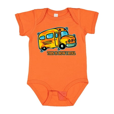 Inktastic How I Roll School Bus Gift Baby Boy or Baby Girl Bodysuit