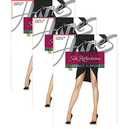 Hanes Women`s Set of 3 Silk Reflections Sheerest Support Control Top Sheer Toe 2PLUS Barely Black Pack of 3
Hanes Women`s Set of 3 Silk Reflections Sheerest Support Control Top Sheer Toe 2PLUS Barely Black Pack of 3