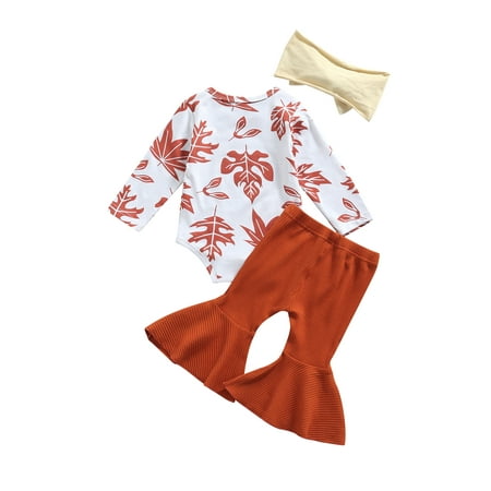 Toddler Girls Outfits Maple Leaf Long Sleeves Romper with Solid Color Flare Trousers and Headband
Toddler Girls Outfits Maple Leaf Long Sleeves Romper with Solid Color Flare Trousers and Headband