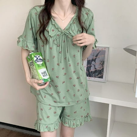 DanceeMangoo set woman 2 pieces Home Wear Clothes Summer Short Sleeve Women Pajamas Set Leaves Pant Pyjamas Sets Cotton Leisure Sleepwear Top
DanceeMangoo set woman 2 pieces Home Wear Clothes Summer Short Sleeve Women Pajamas Set Leaves Pant Pyjamas Sets Cotton Leisure Sleepwear Top