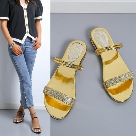 Summer Sandals For Women Flat Slip On Sandals Crystal Roman Shoes Open Toe Casual Sandals
Summer Sandals For Women Flat Slip On Sandals Crystal Roman Shoes Open Toe Casual Sandals