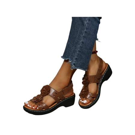 Daeful Ladies Shoes Beach Platform Sandal Summer Wedge Sandals Walking Retro Anti-Slip Flower Dark Brown 7
Daeful Ladies Shoes Beach Platform Sandal Summer Wedge Sandals Walking Retro Anti-Slip Flower Dark Brown 7