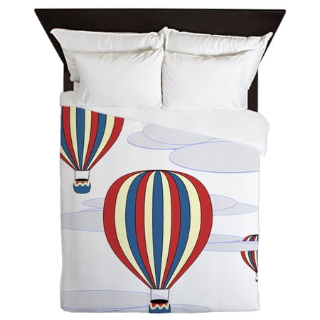 CafePress - Hot Air Balloon Sq Lt - Queen Duvet Microfiber